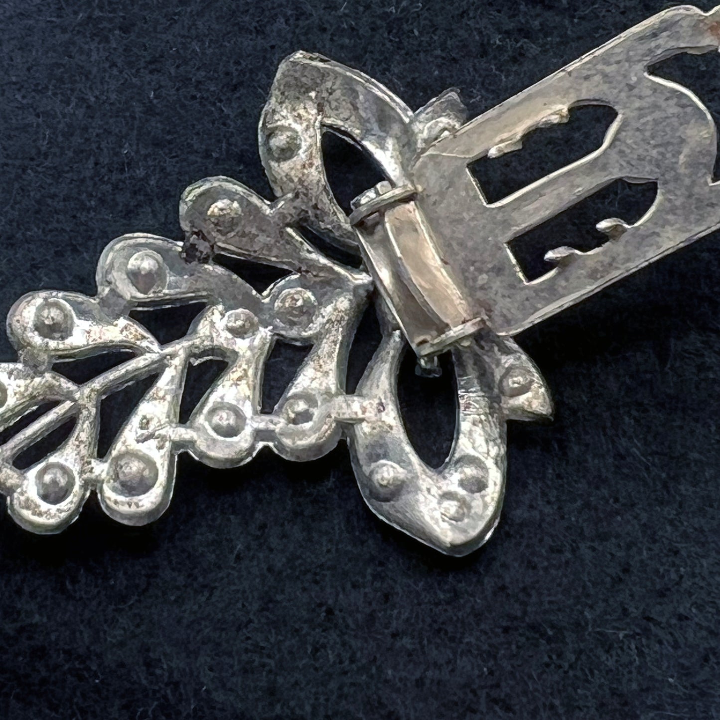 1930s Little Nemo Silver Tone Metal and Clear Rhinestone Dress Clip