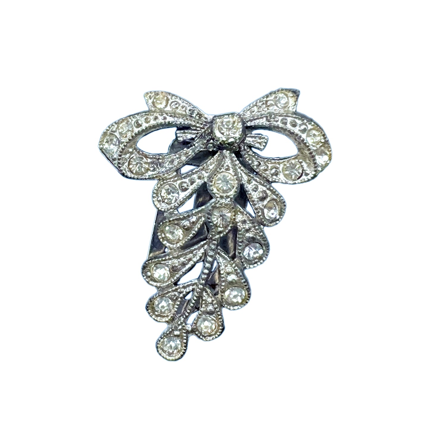 1930s Little Nemo Silver Tone Metal and Clear Rhinestone Dress Clip