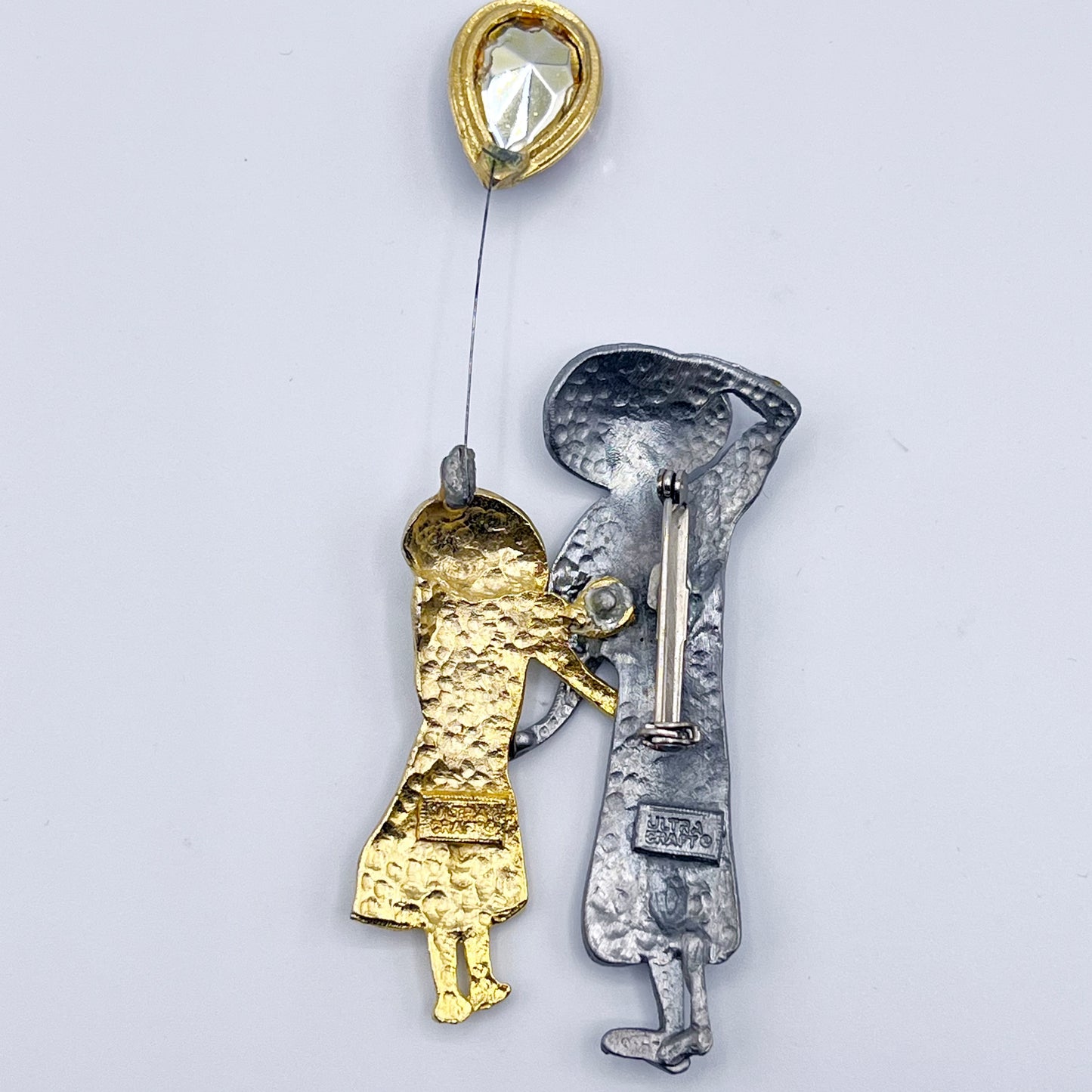 1980s Ultra Craft Two Tone Mom and Daughter Brooch Pin