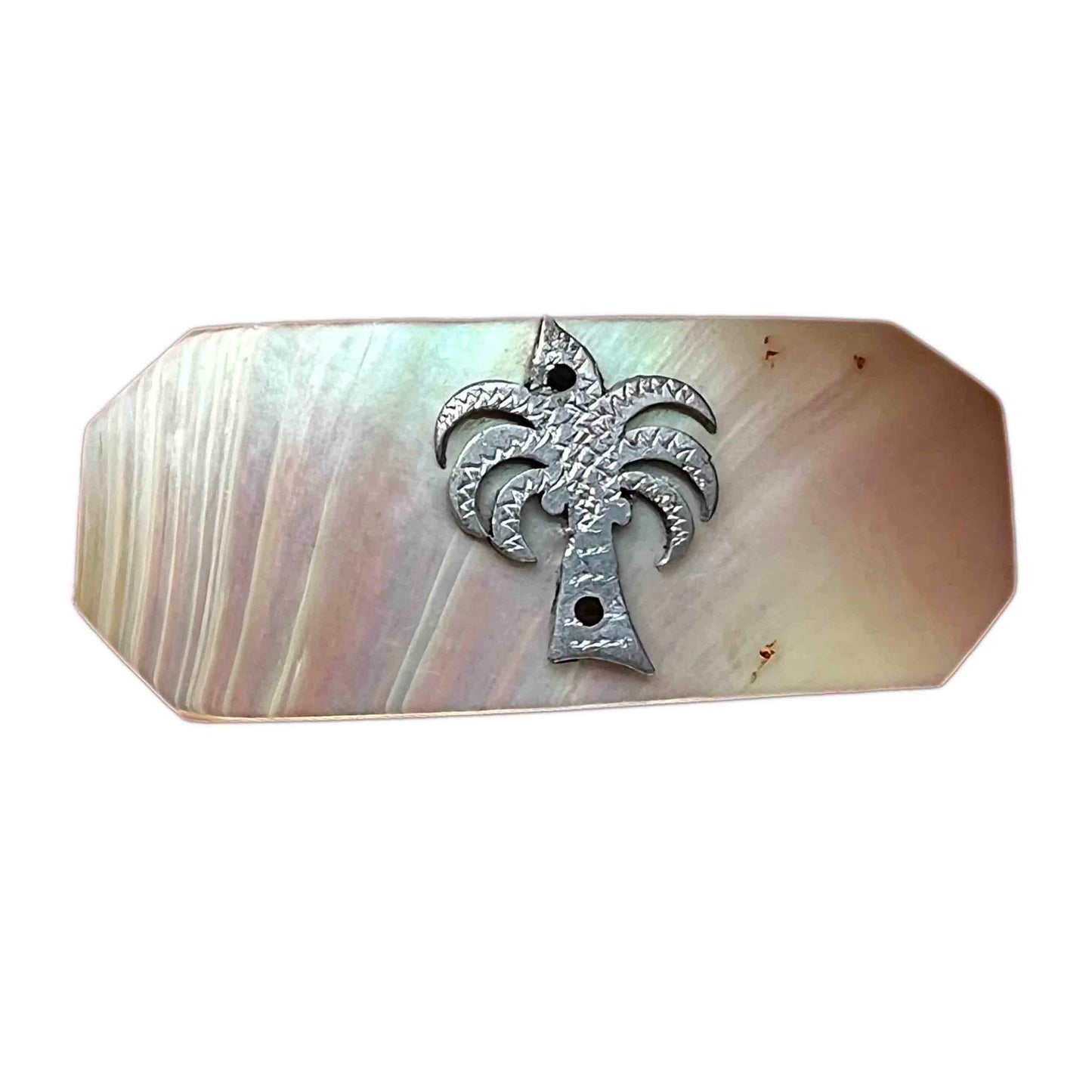 Rare Antique 1930s Mother of Pearl Palm Tree Brooch