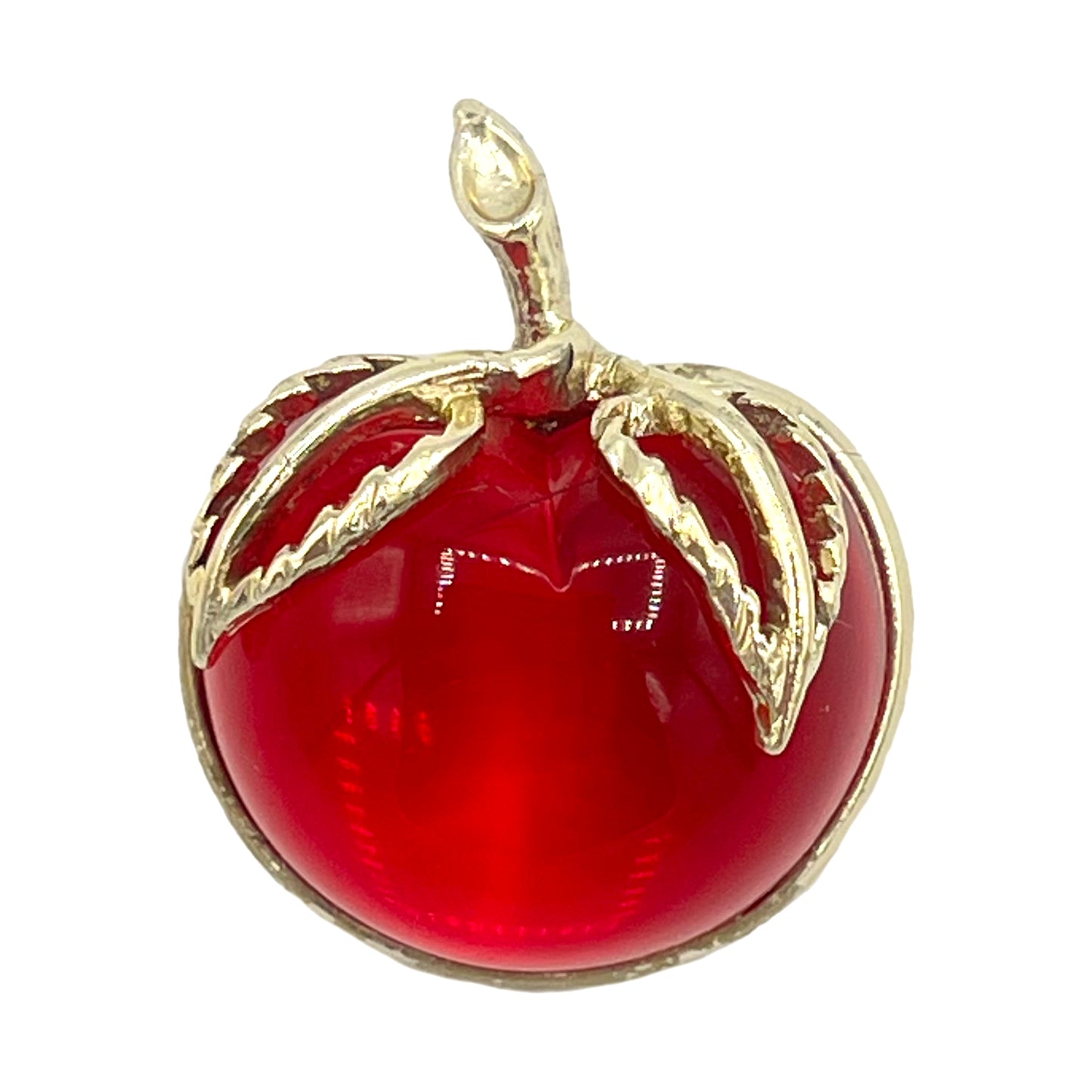 1970s Sarah Coventry Clear Red Lucite Cherry Brooch Pin