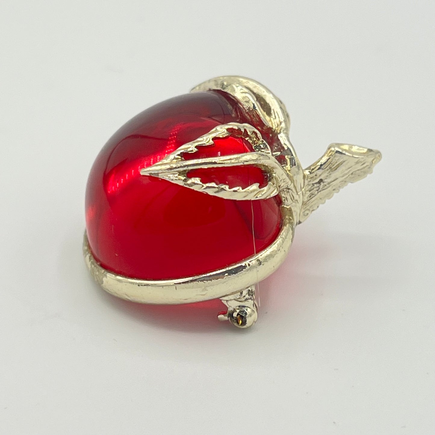 1970s Sarah Coventry Clear Red Lucite Cherry Brooch Pin