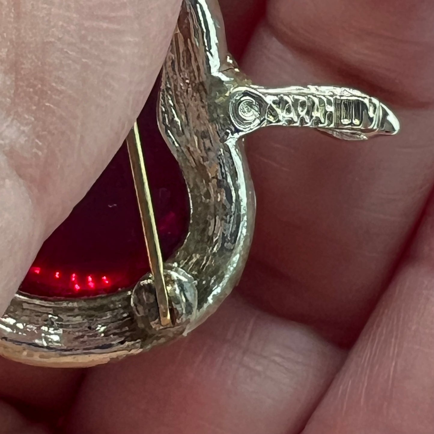 1970s Sarah Coventry Clear Red Lucite Cherry Brooch Pin