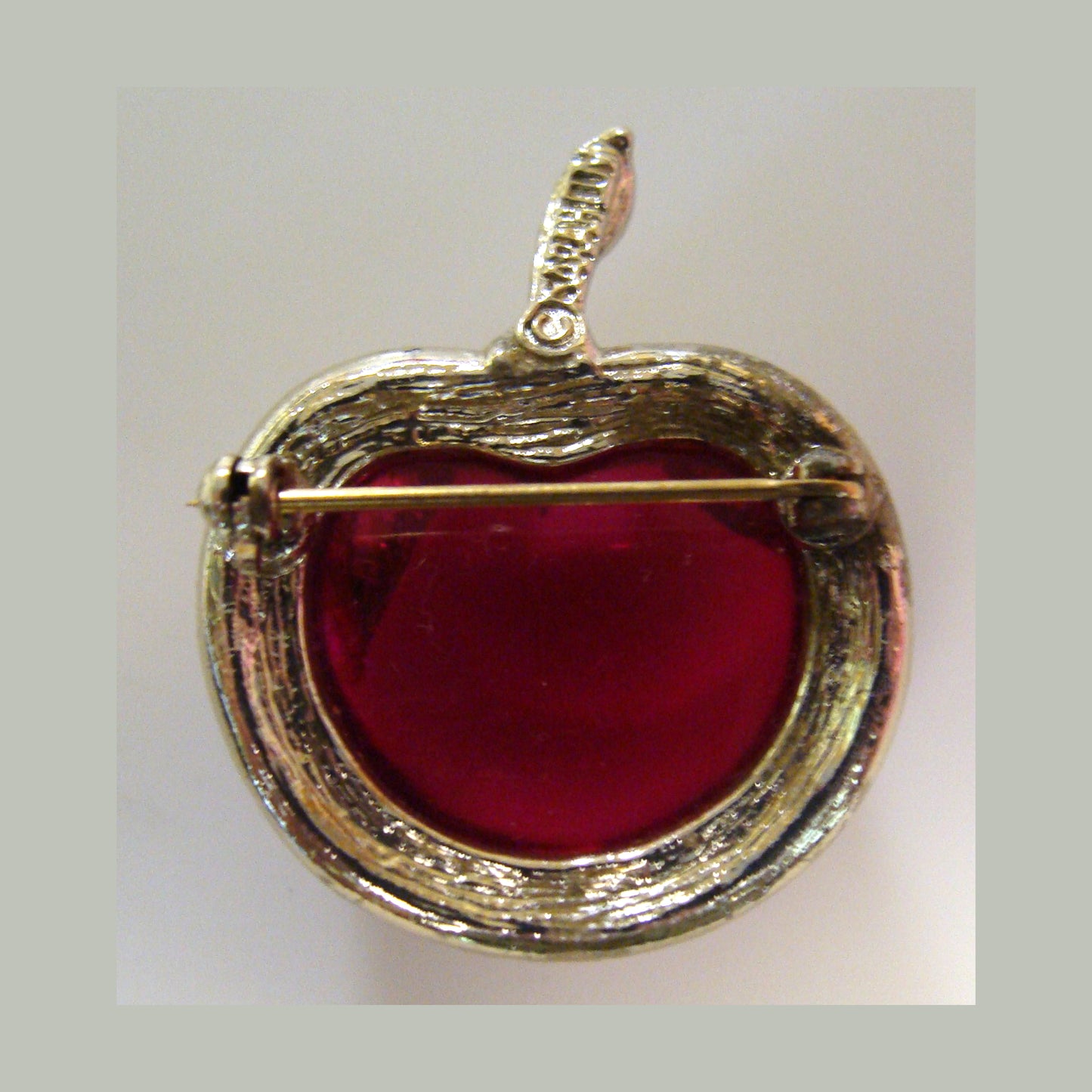 1970s Sarah Coventry Clear Red Lucite Cherry Brooch Pin
