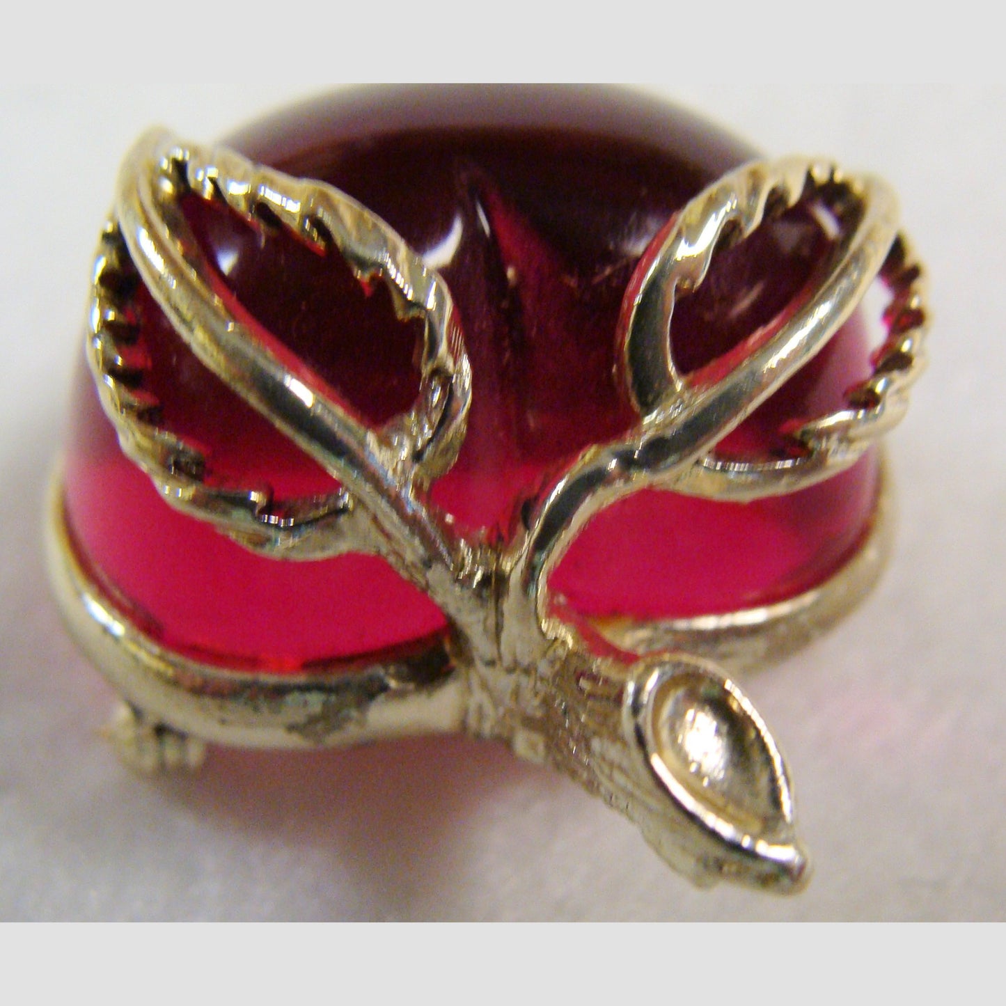 1970s Sarah Coventry Clear Red Lucite Cherry Brooch Pin