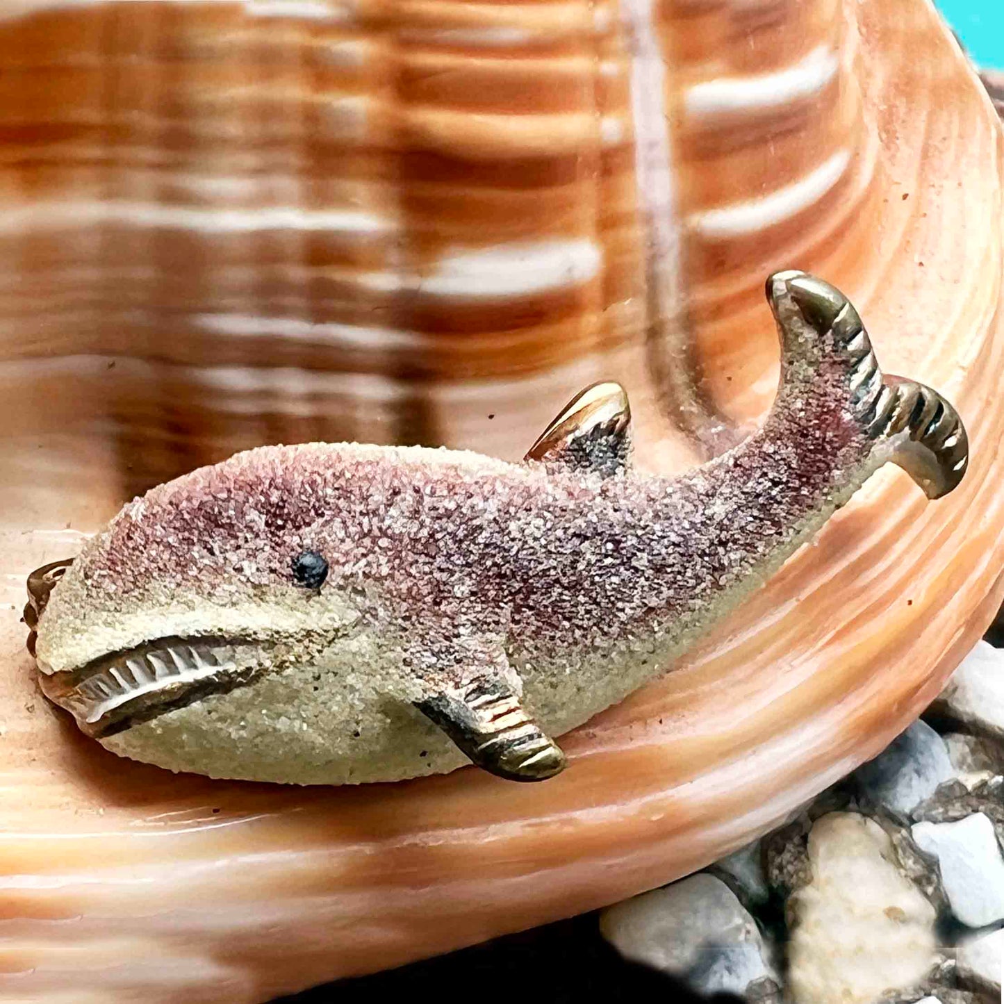 1940s Enamel Gold Tone Signed Korea Whale Brooch