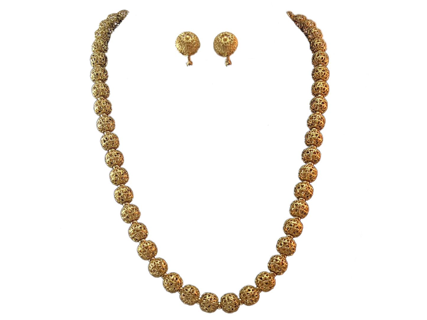 Vintage Monet Filigree Gold Tone Necklace and Earring Set