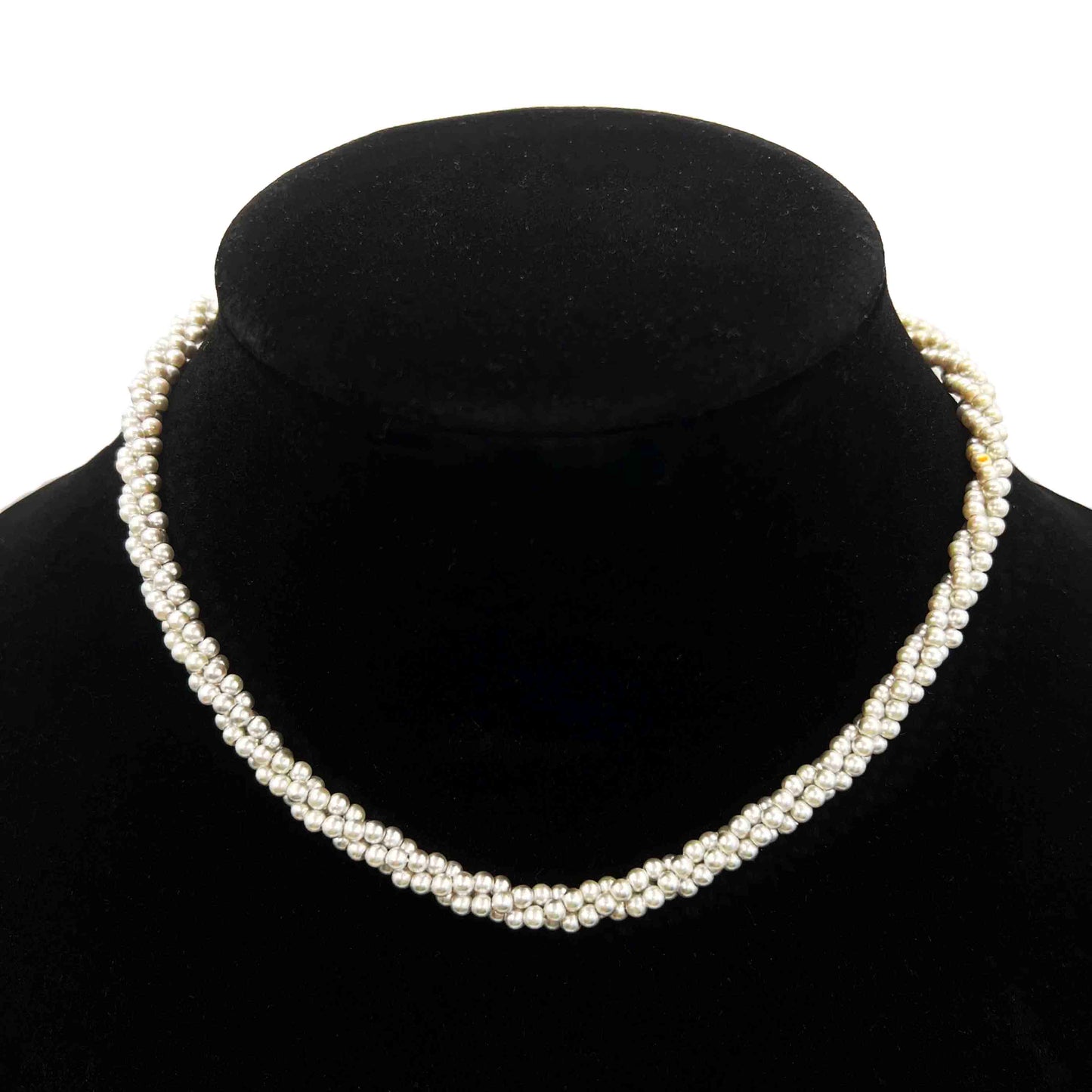 Two Vintage Marvella Twisted Triple Strand Faux Pearl Necklaces