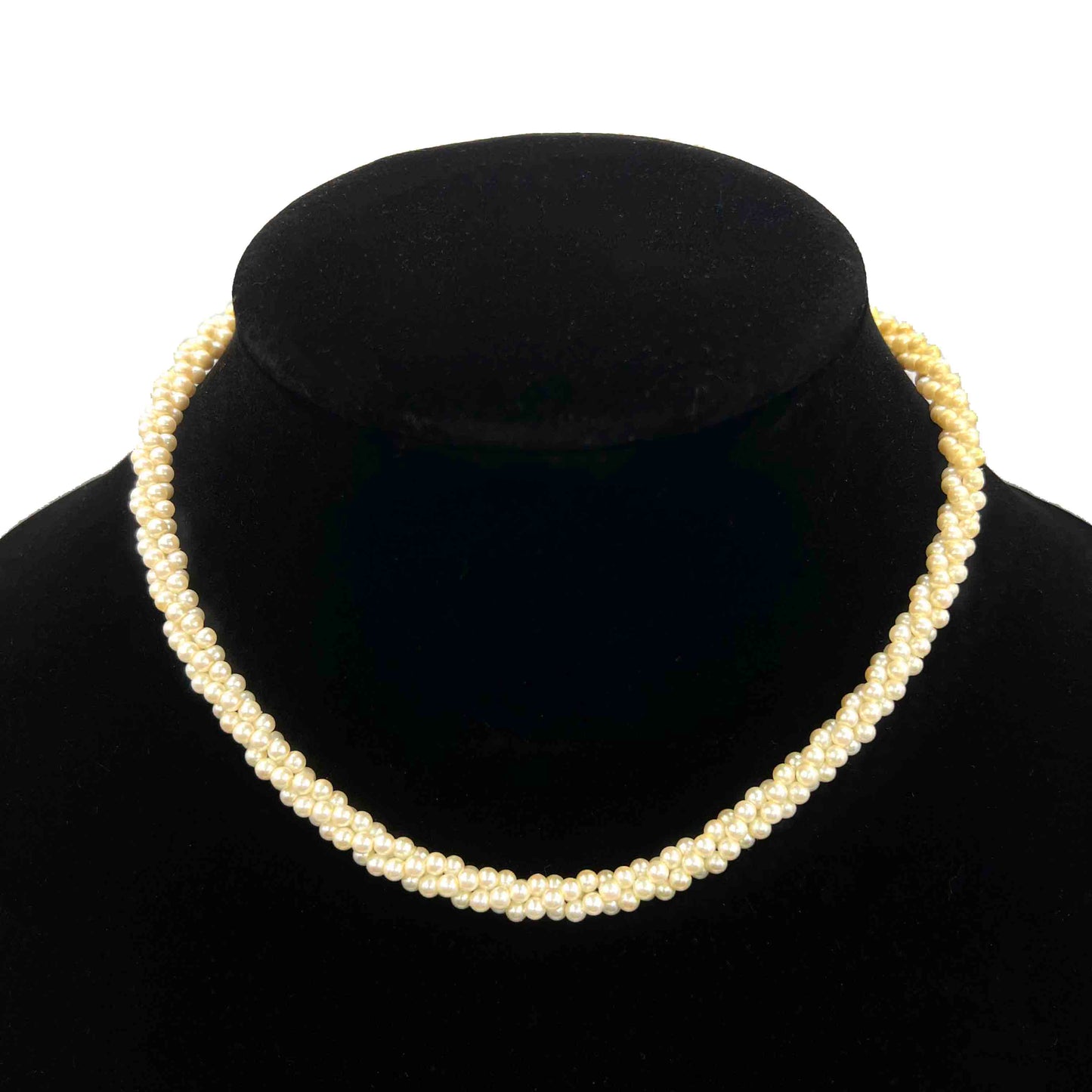 Two Vintage Marvella Twisted Triple Strand Faux Pearl Necklaces