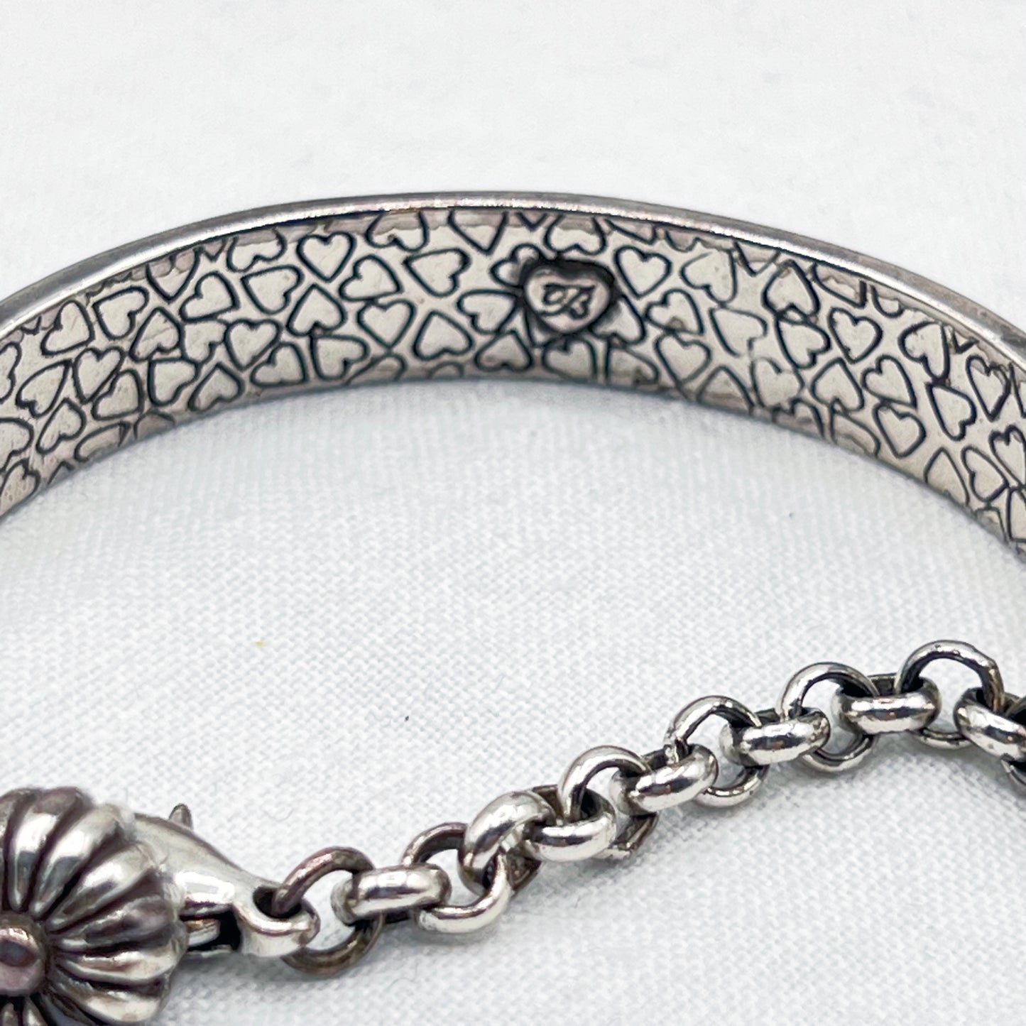 1970s Signed Brighton Silver Tone Textured Bar Bracelet