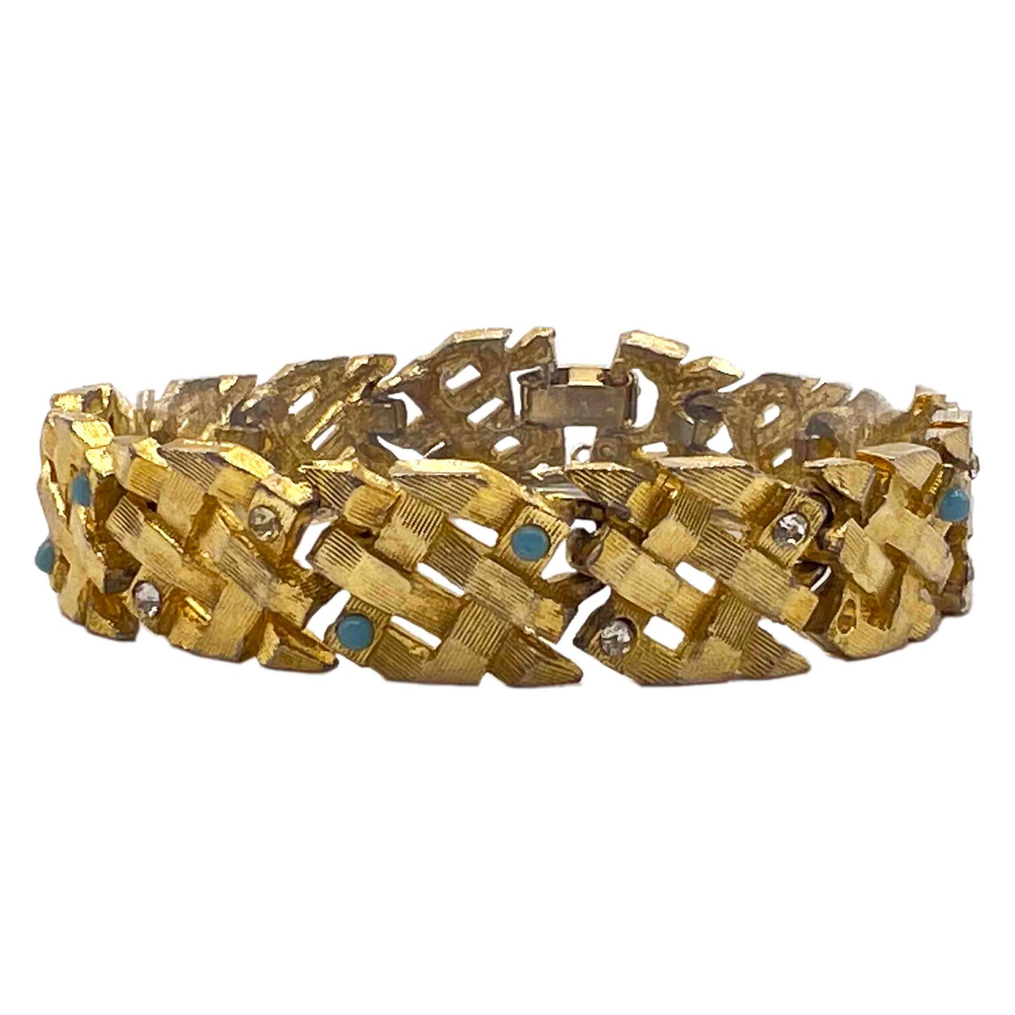 Rare Signed BSK Gold Tone Weave Bracelet