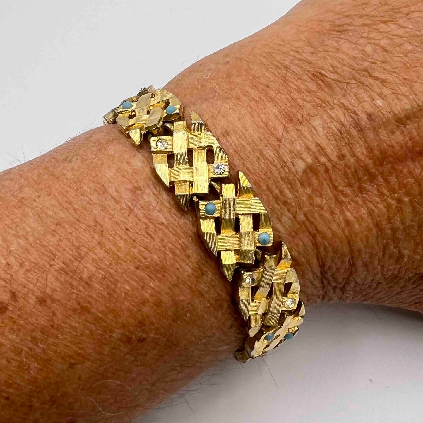 Rare Signed BSK Gold Tone Weave Bracelet