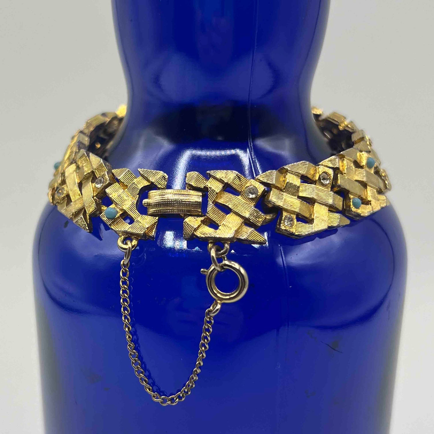 Rare Signed BSK Gold Tone Weave Bracelet