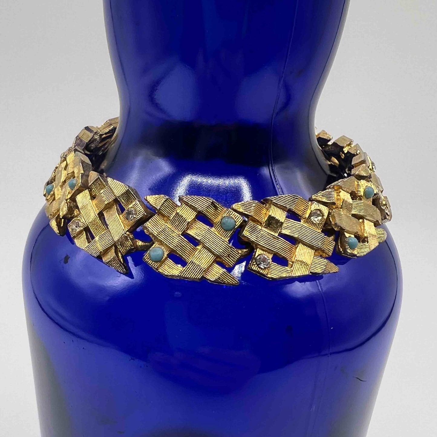 Rare Signed BSK Gold Tone Weave Bracelet