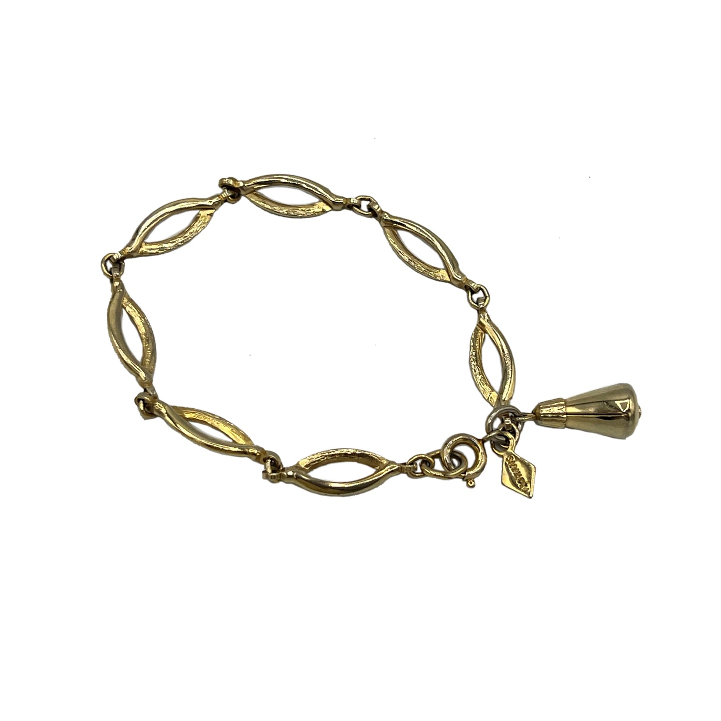 Signed Sarah Coventry Bell Charm Link Bracelet