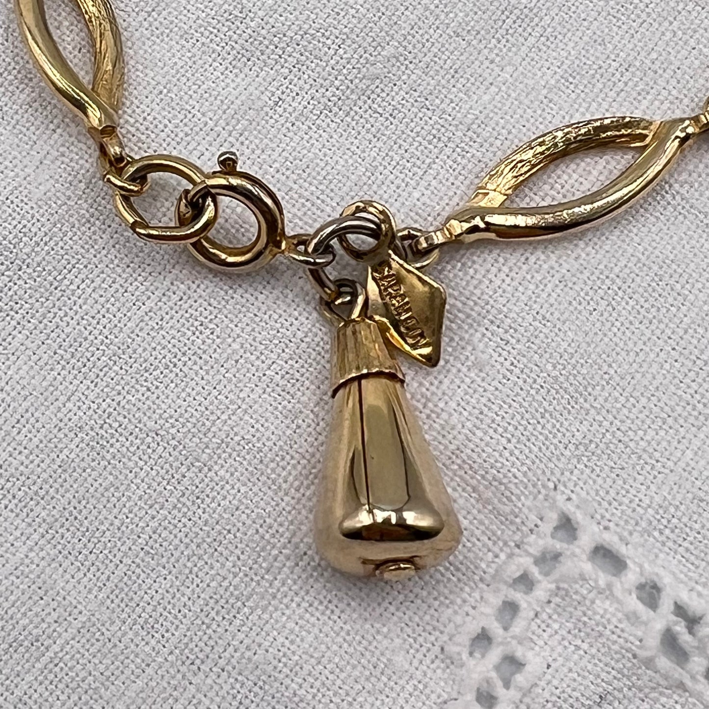 Signed Sarah Coventry Bell Charm Link Bracelet
