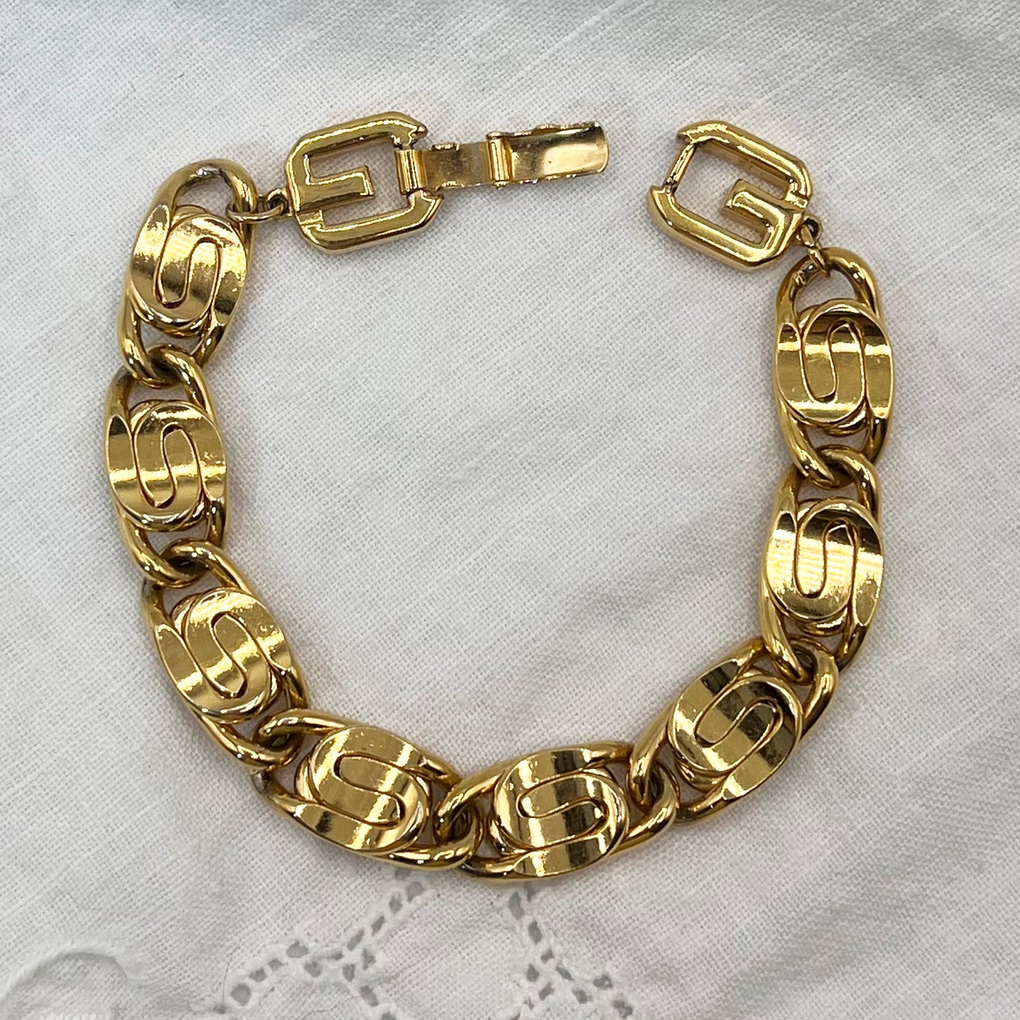 1980s Givenchy Scroll Chain Link Bracelet