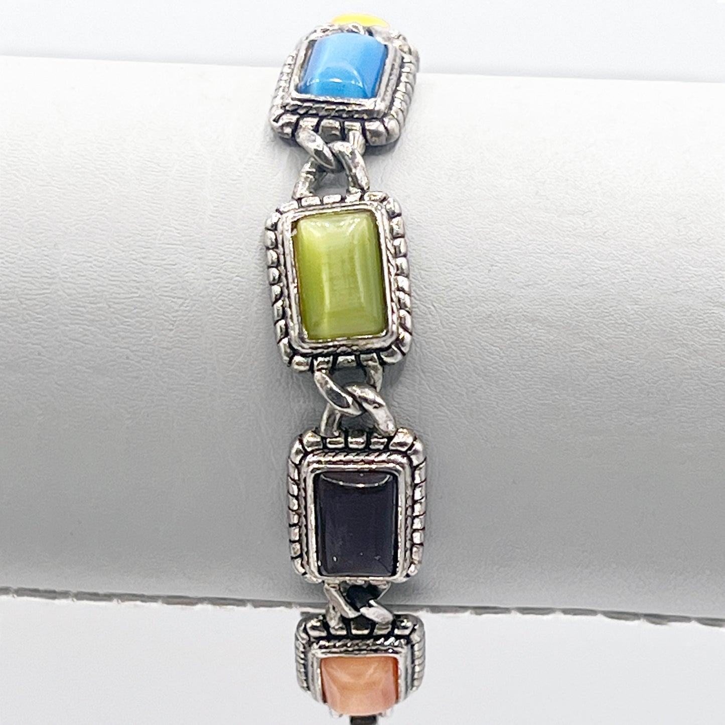 Signed Premier Designs Colorful Moonglow Tennis Bracelet