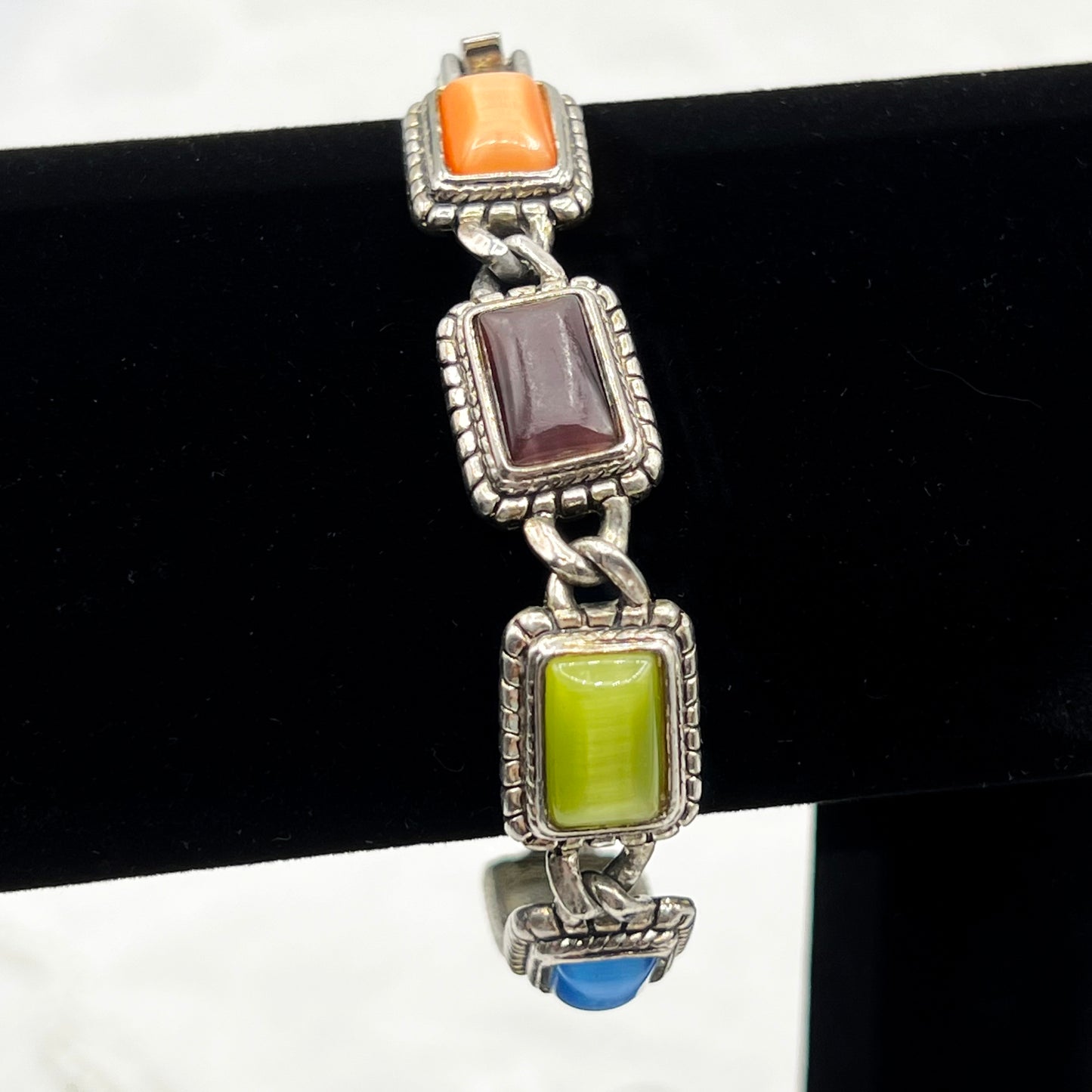Signed Premier Designs Colorful Moonglow Tennis Bracelet