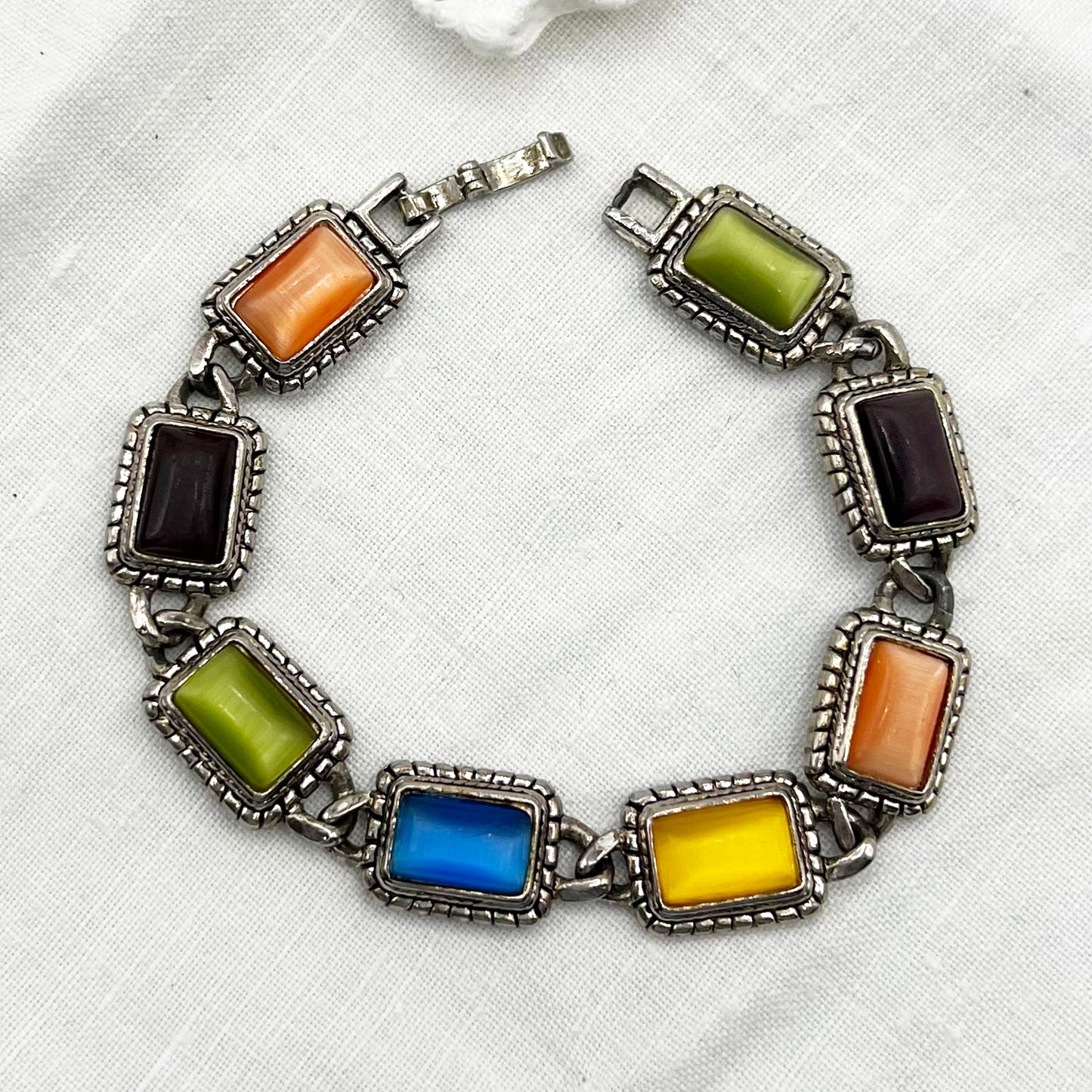 Signed Premier Designs Colorful Moonglow Tennis Bracelet