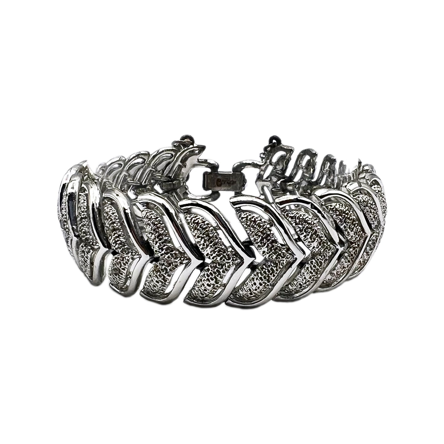 Pre 1955 Coro Textured Silver Leaf Bracelet