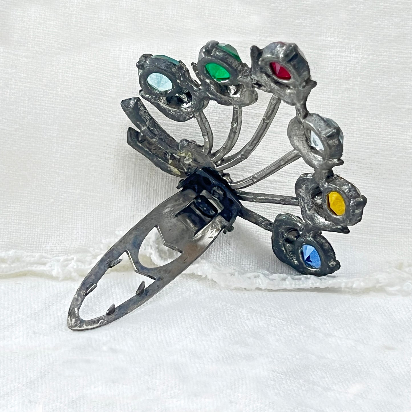1930s Multi colored Glass Stone Fur/Dress Clip