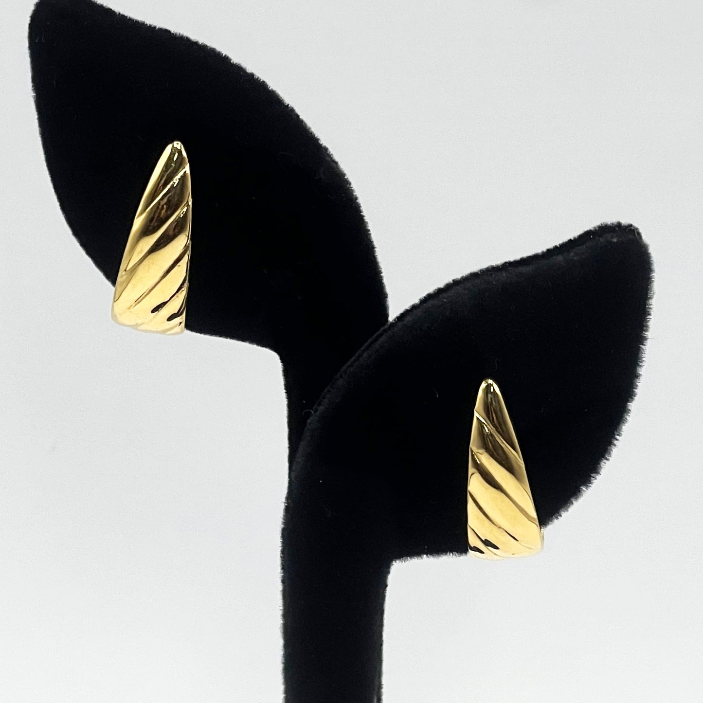 Vintage Monet Gold Tone Ribbed Half Hoop Earrings