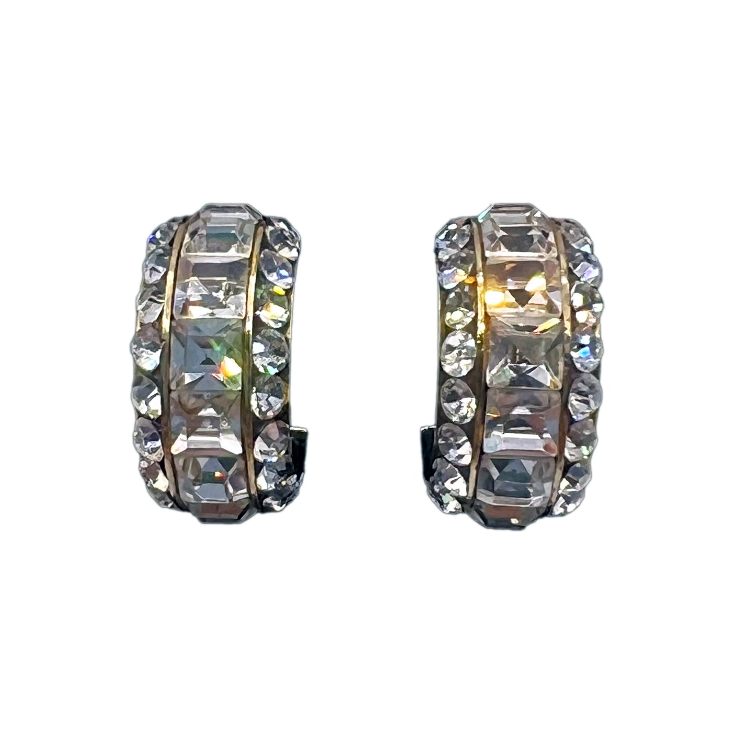 Vintage Diamante Half Loop Pierced Earrings