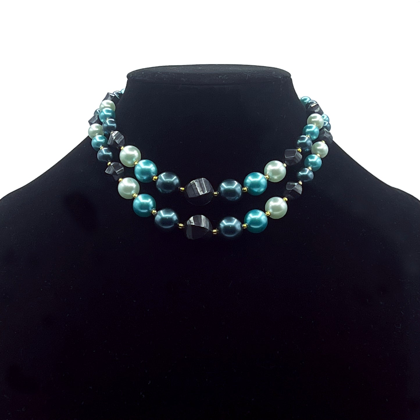 Vintage Hong Kong 2 Strand Graduated Bead Necklace