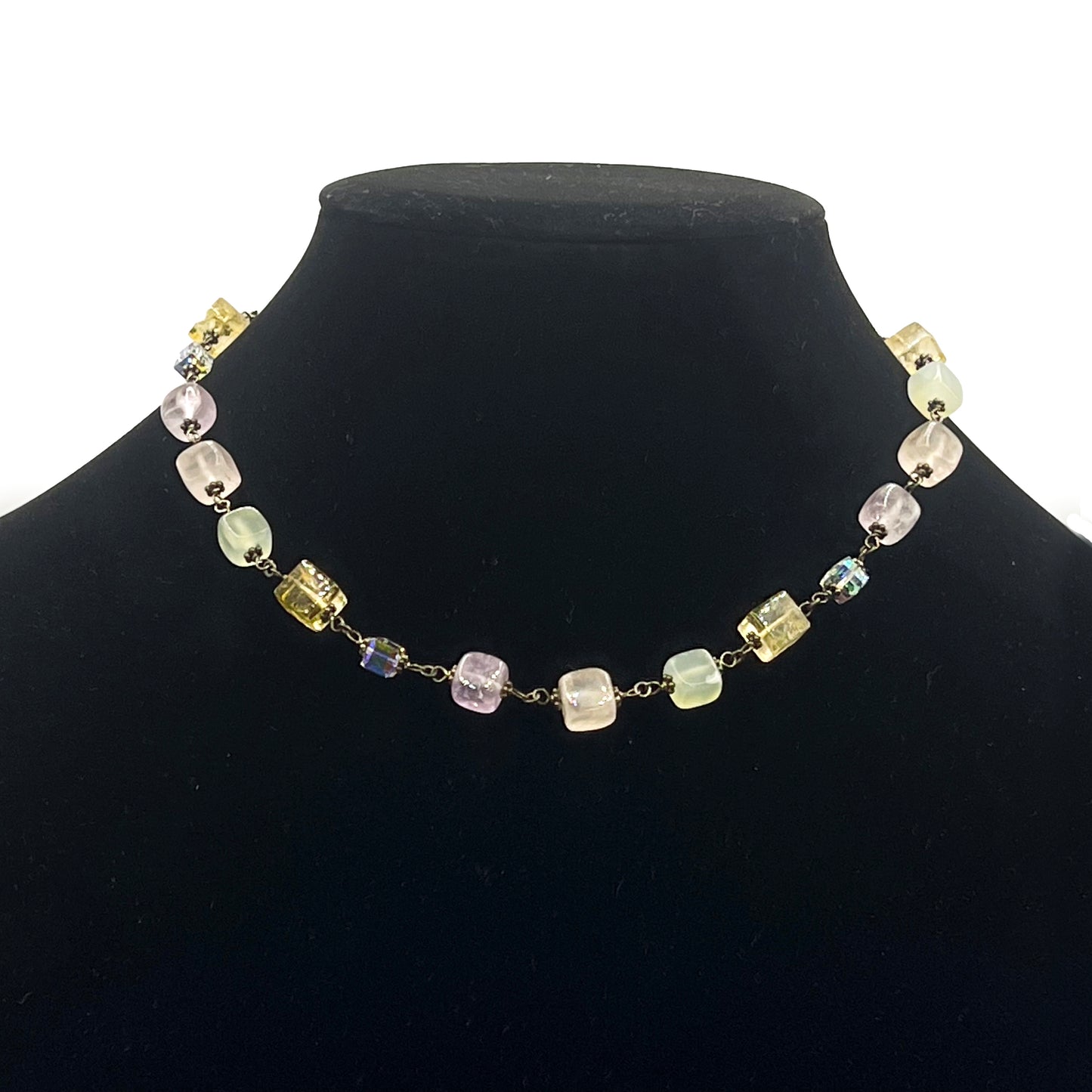 Vintage Pastel Ice Cube Adjustable Choker With 925 Clasp
