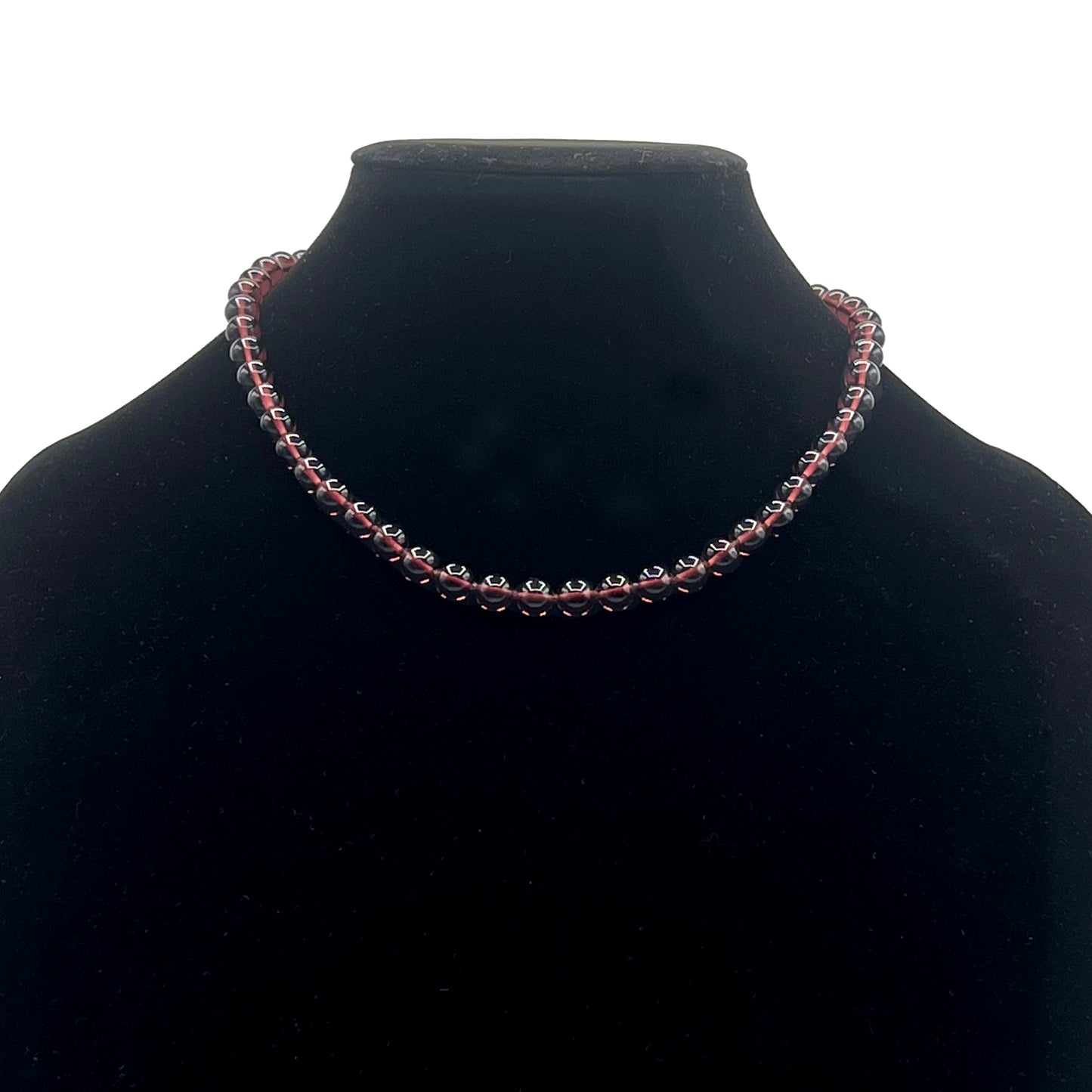 Vintage Faux Amethyst Glass Beaded Necklace By M