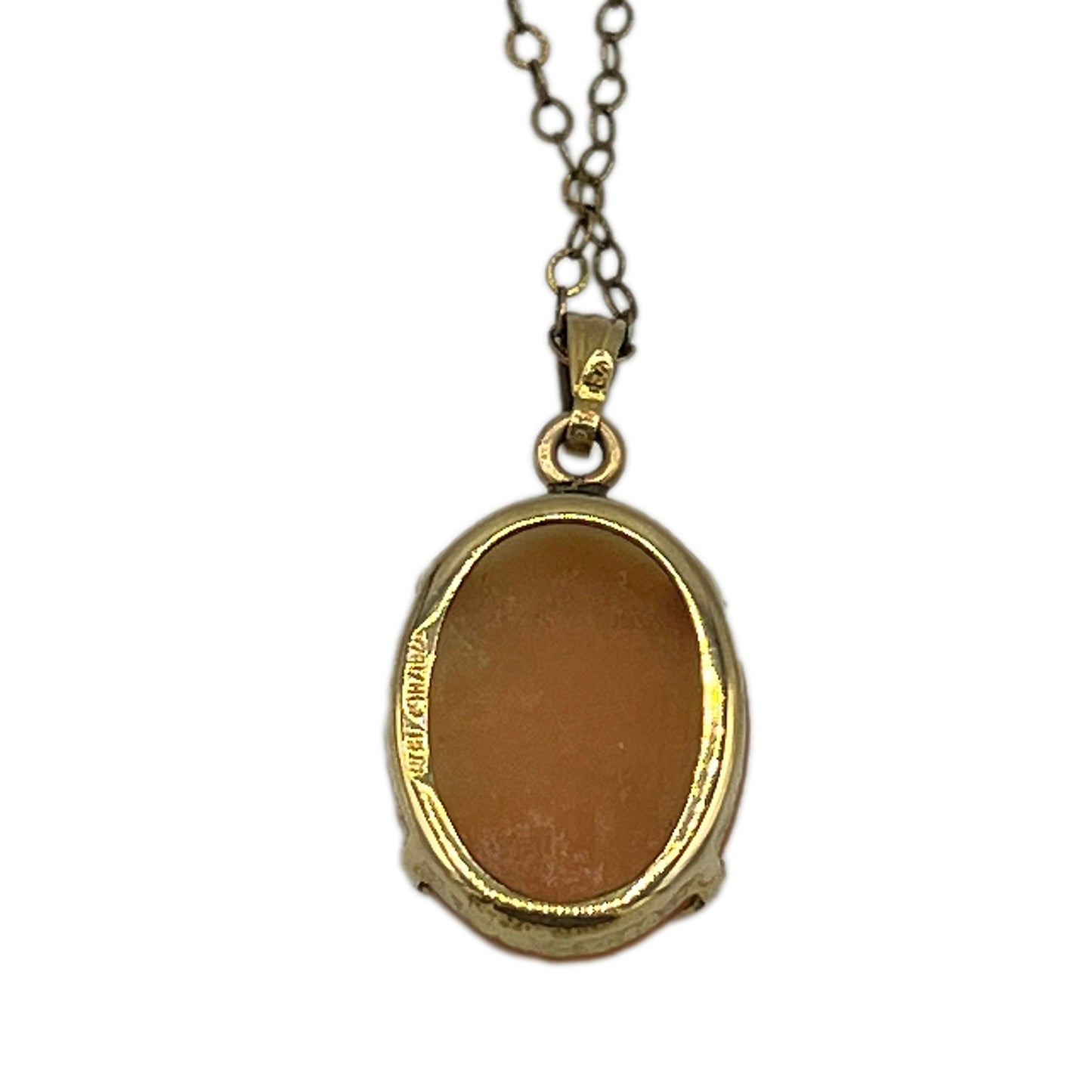 Theda Signed Cameo Gold Filled Pendant Necklace