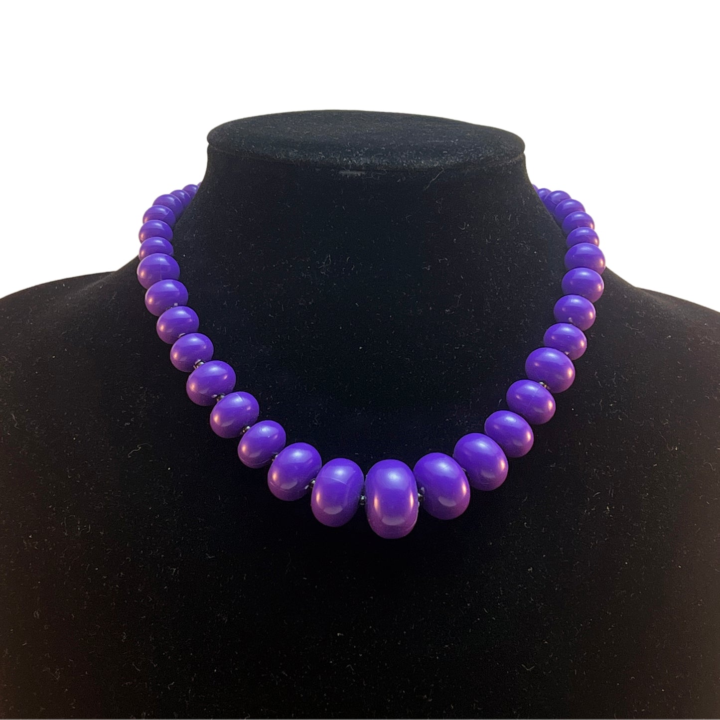 Vintage Capri Single Strand Graduated Plastic Purple Necklace