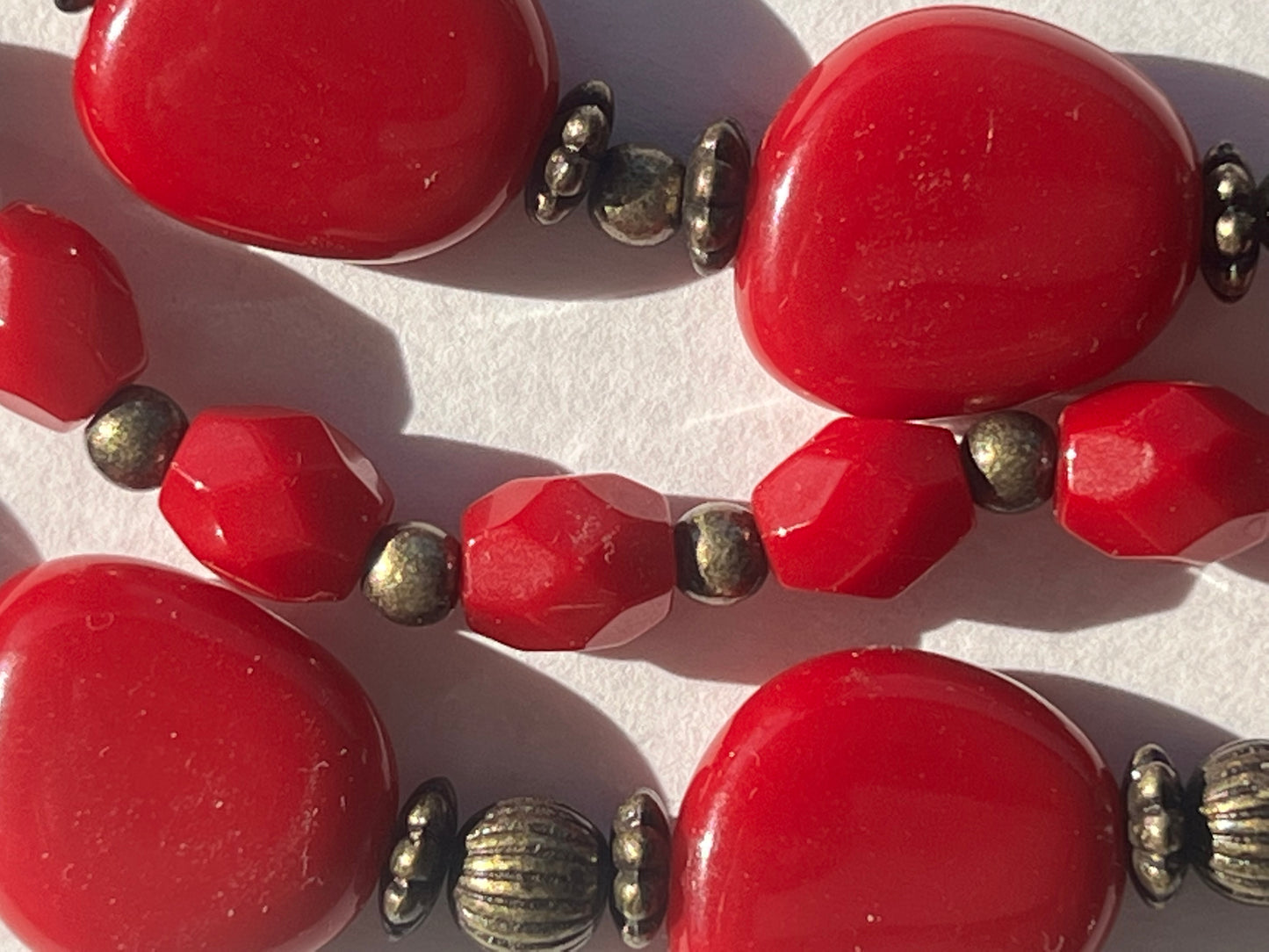 Vintage SAQ Ruby Red and Gold tone Necklace