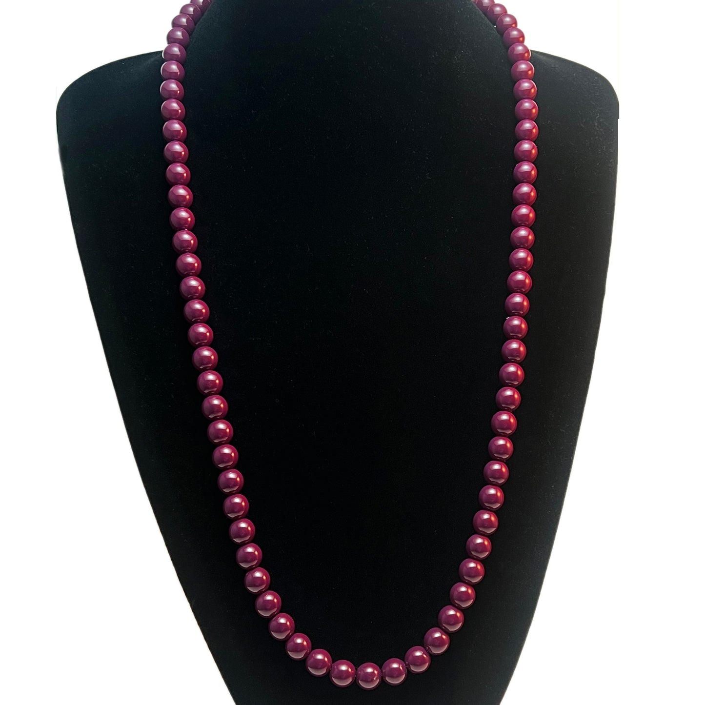 Vintage Trifari Ruby Red Beaded Necklace, 30"