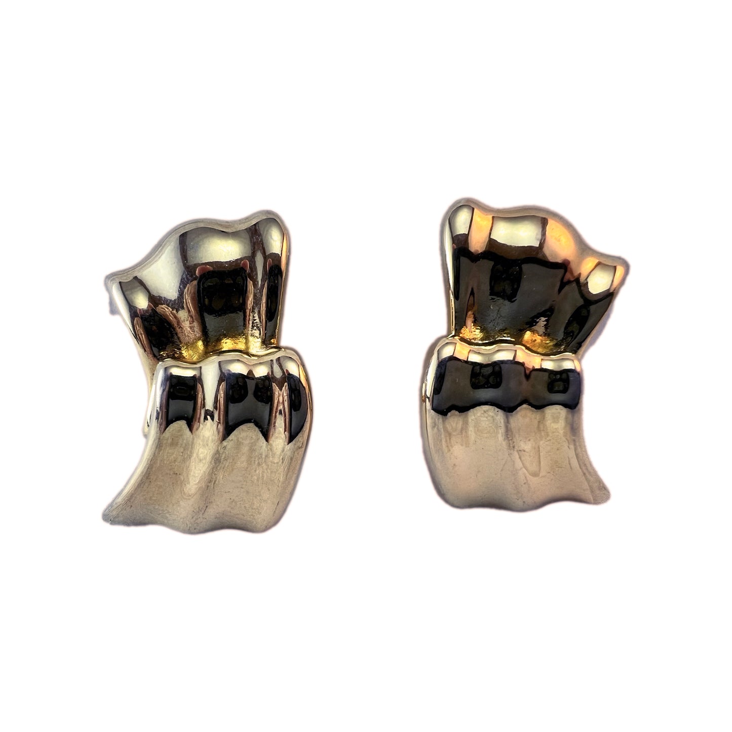 1980's Vintage Givenchy Gold Tone Ribbon Earrings