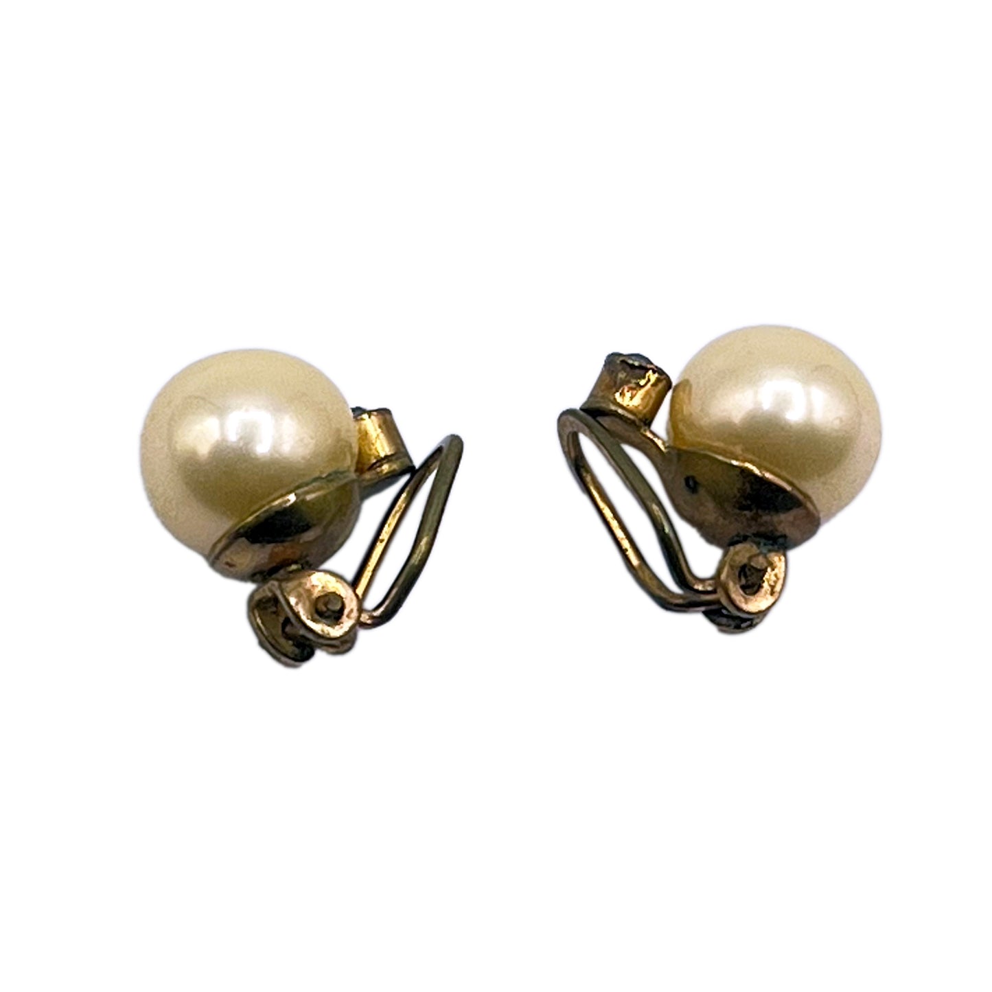 Vintage Single Faux Pearl and Rhinestone Clip-on Earrings