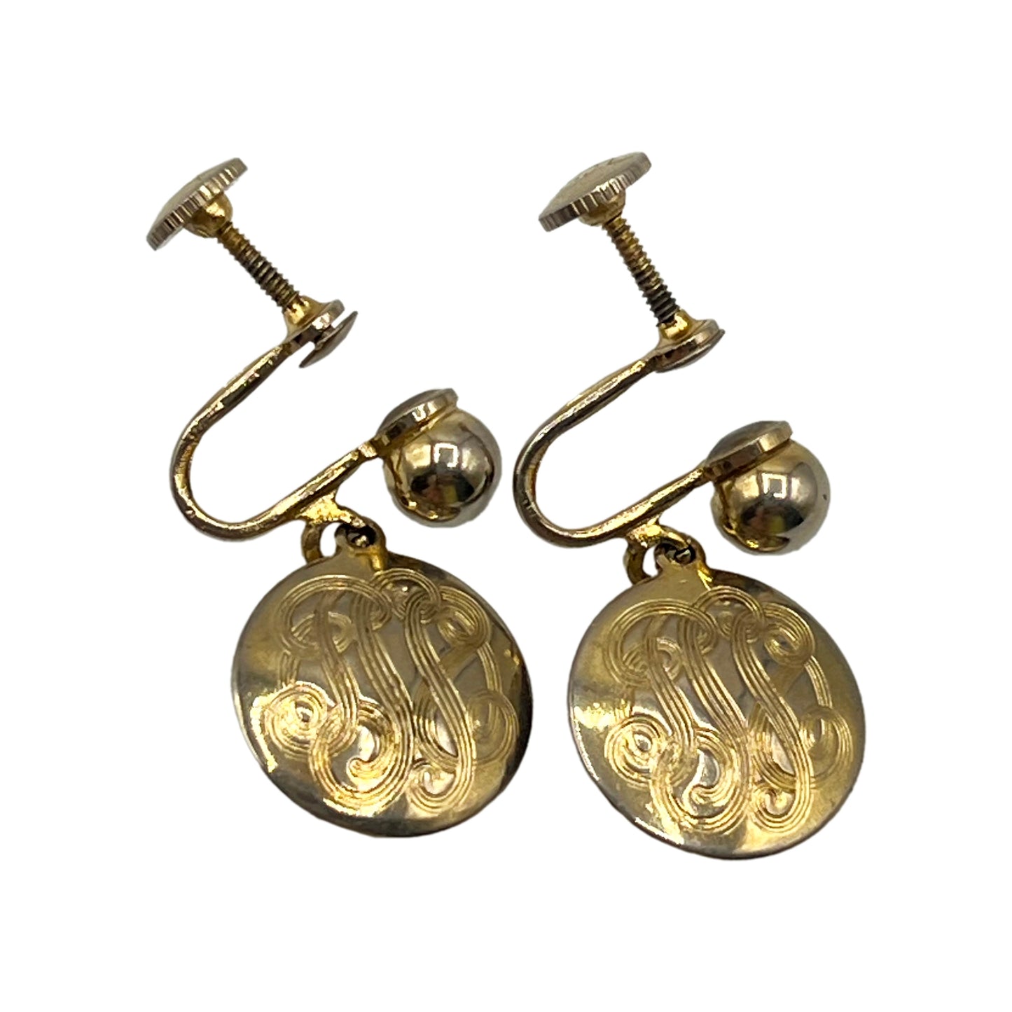 Vintage Alice Gold Tone Screw-on Dangle Earrings