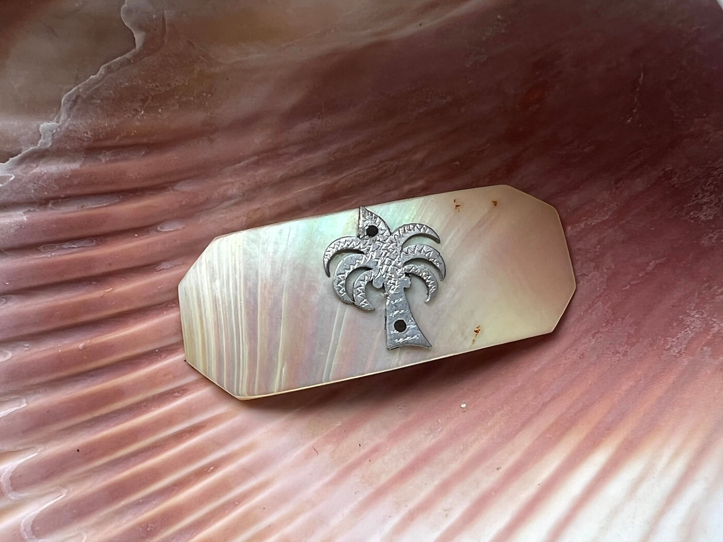 Rare Antique 1930s Mother of Pearl Palm Tree Brooch