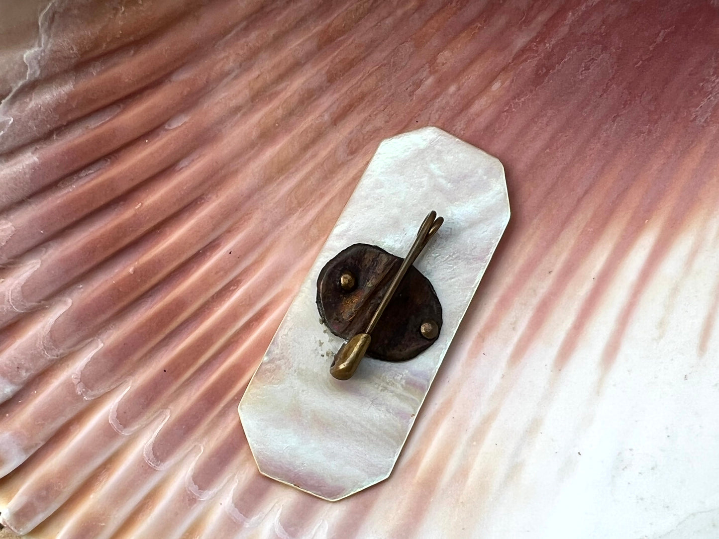 Rare Antique 1930s Mother of Pearl Palm Tree Brooch