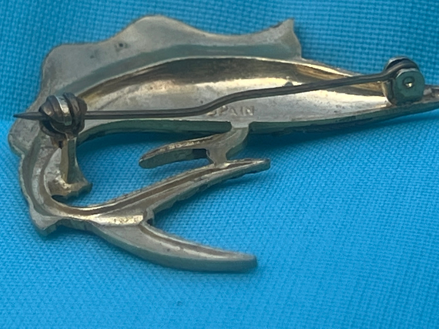 Vintage Swordfish Damascene Brooch