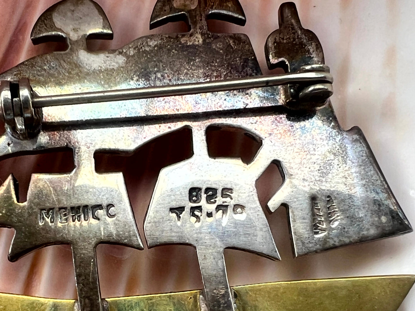 Vintage Mexico 825 Sterling Silver Sailing Ship Brooch