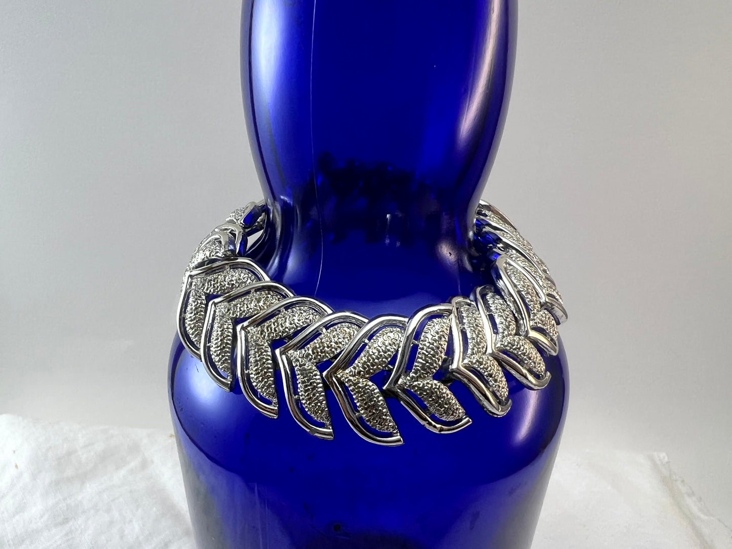 Pre 1955 Coro Textured Silver Leaf Bracelet