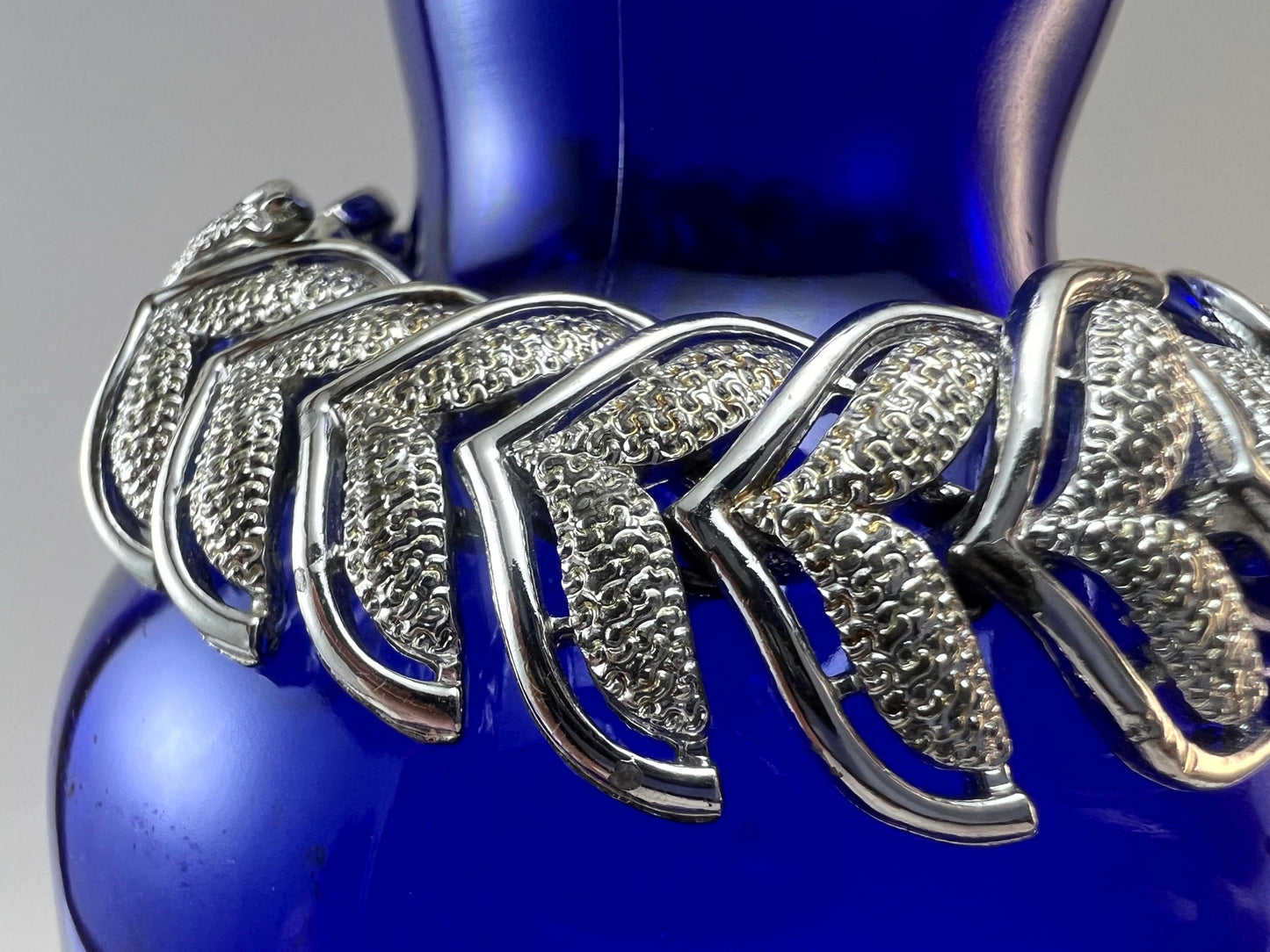 Pre 1955 Coro Textured Silver Leaf Bracelet