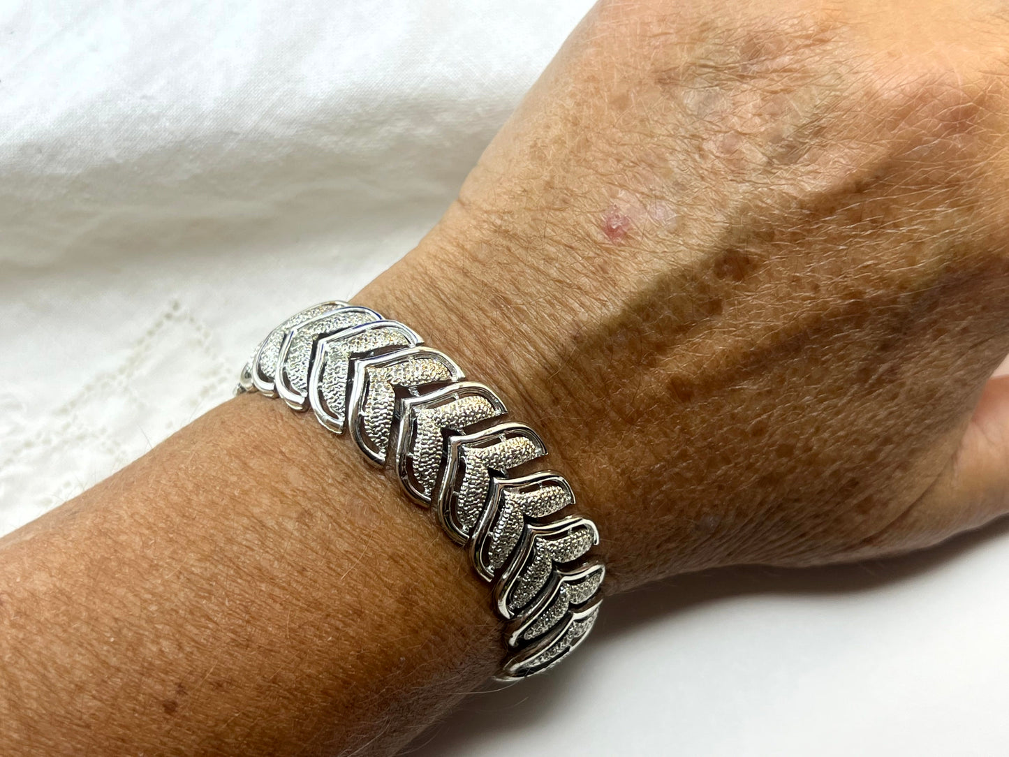 Pre 1955 Coro Textured Silver Leaf Bracelet