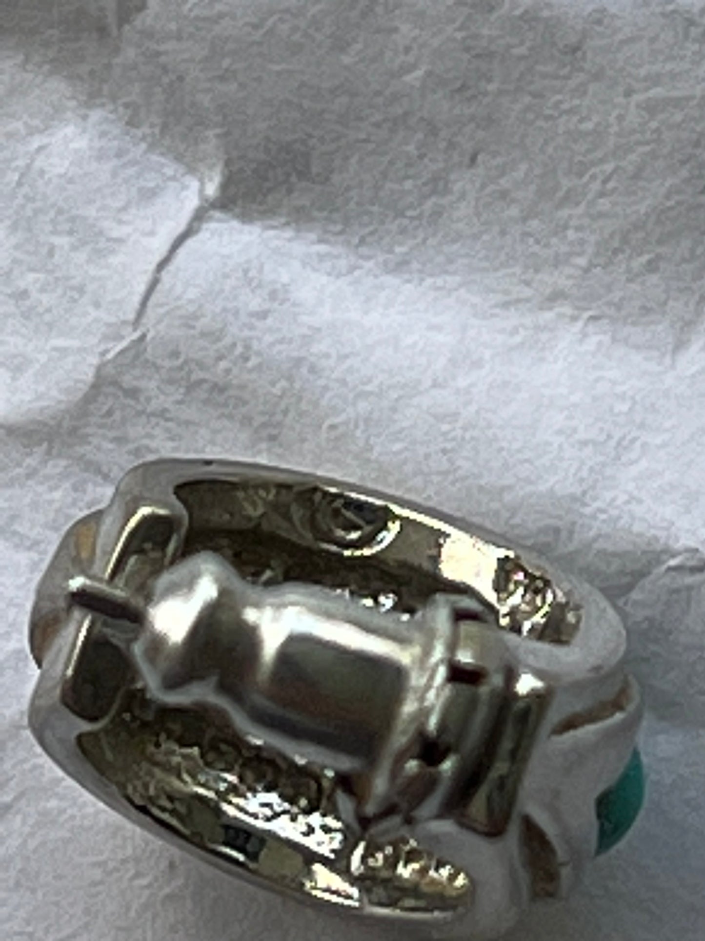 Vintage 1980s Silver and Turquoise Pierced Half Hoop Earrings