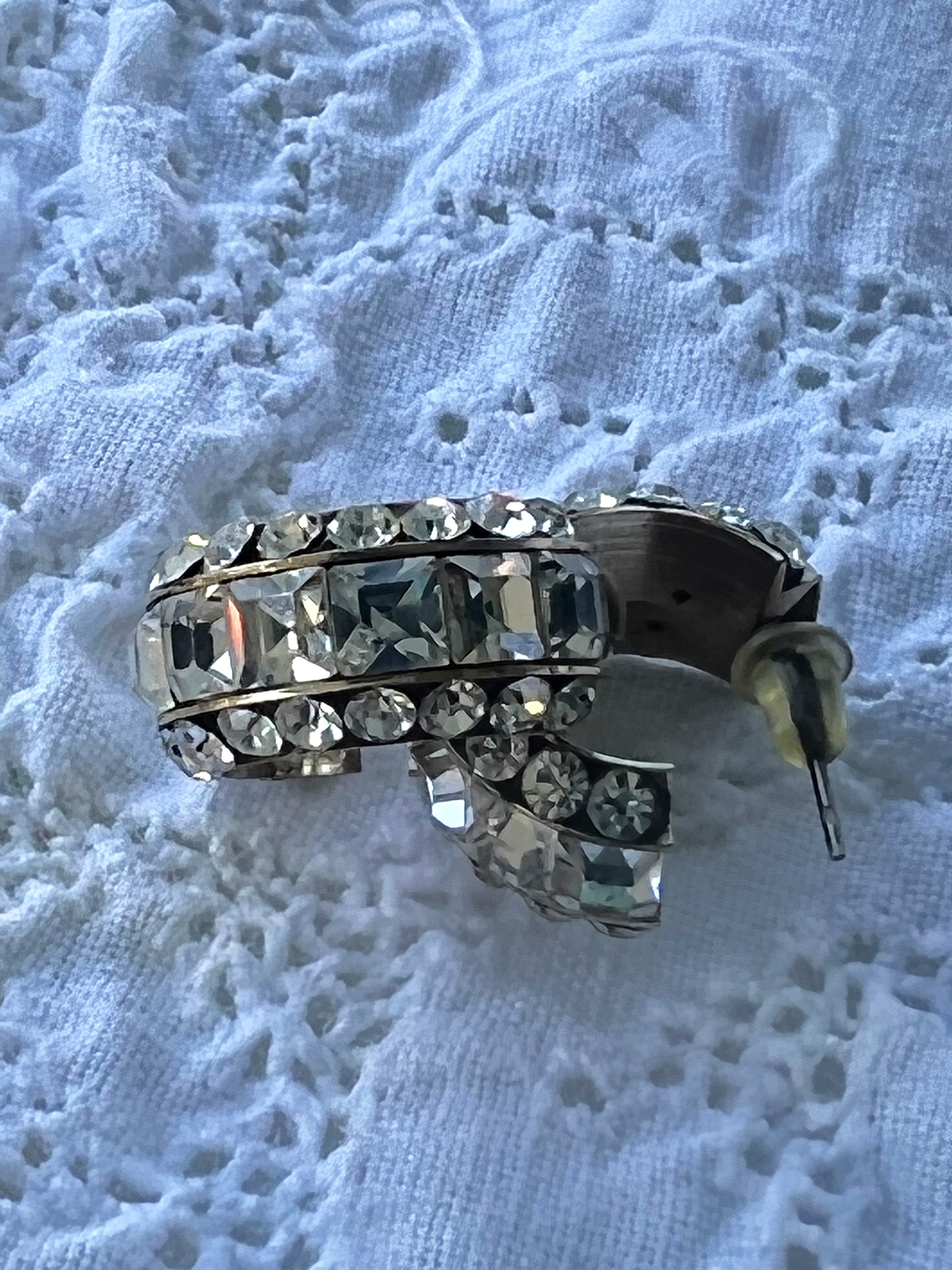 Vintage Diamante Half Loop Pierced Earrings