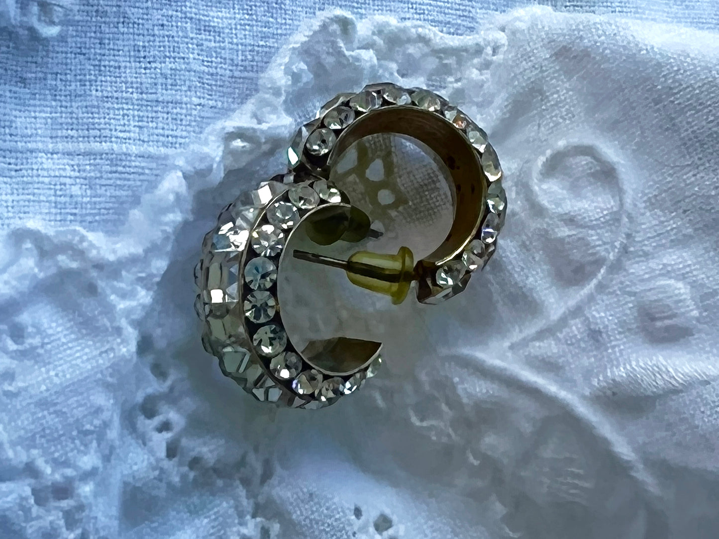 Vintage Diamante Half Loop Pierced Earrings