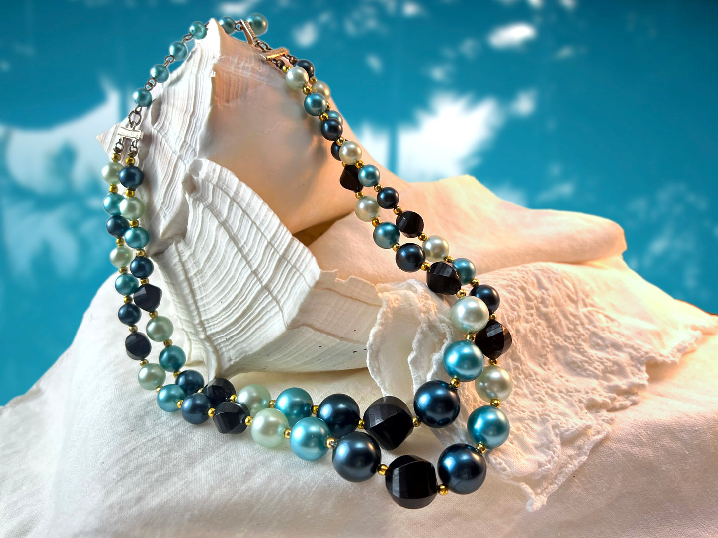 Vintage Hong Kong 2 Strand Graduated Bead Necklace