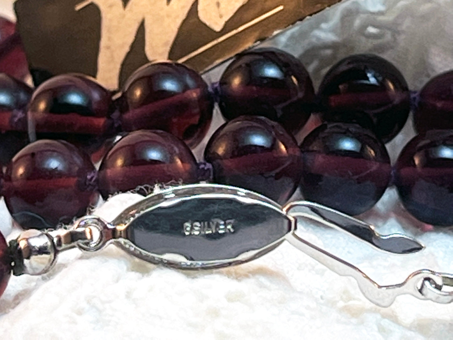 Vintage Faux Amethyst Glass Beaded Necklace By M